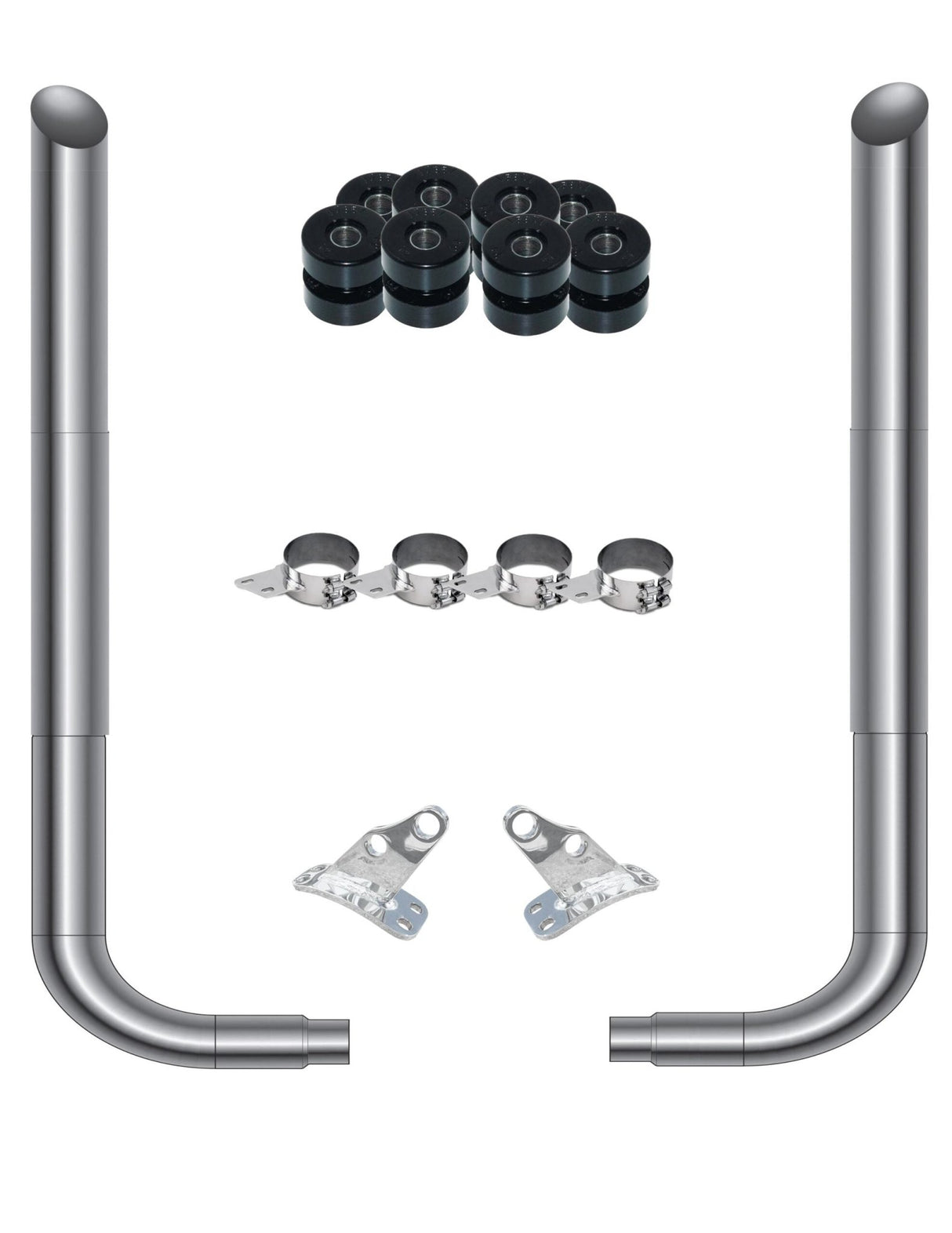 7 Inch Flat Top Complete Exhaust Kit w/90 Degree Short Elbows (Freightliner) - HD Truck Source