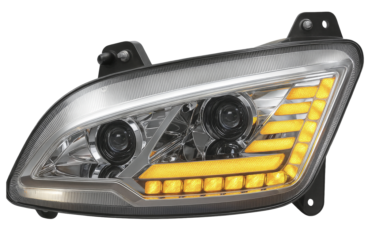 Peterbilt 587/ 579 (2022 and Newer) LED Headlight With Halo and Sequential Turn Signal