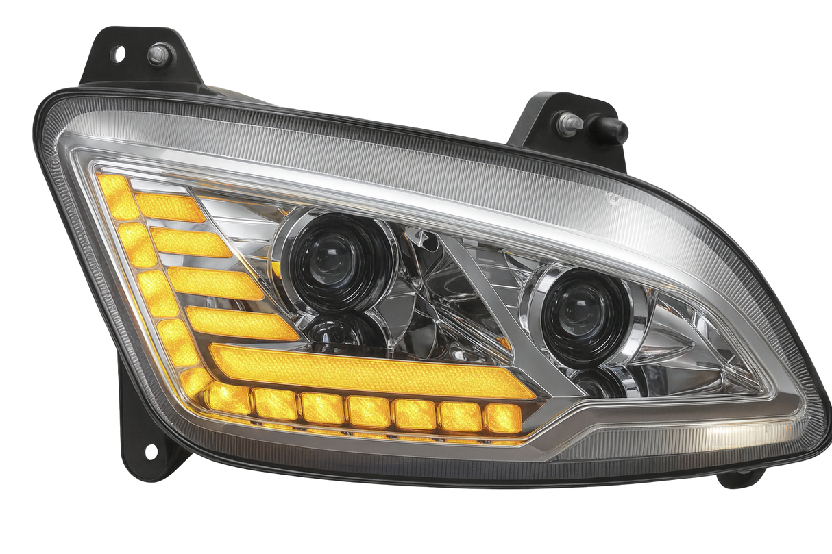 Peterbilt 587/ 579 (2022 and Newer) LED Headlight With Halo and Sequential Turn Signal