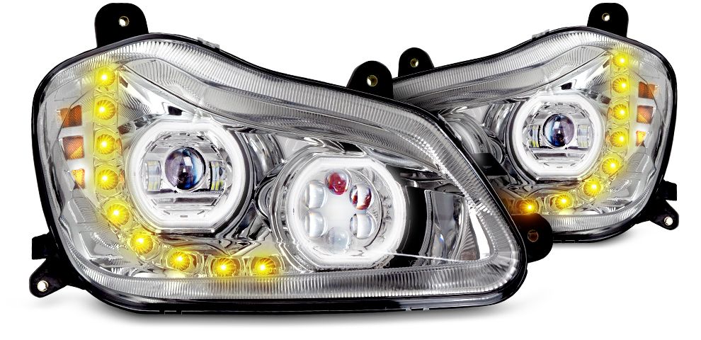 Kenworth T680 2013-21' LED Headlight w/Sequential Turn Signal Chrome (Passenger)