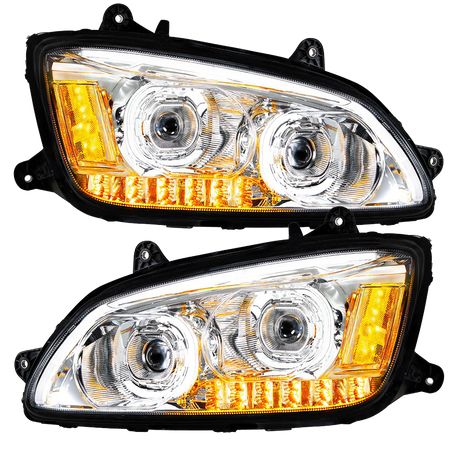 Kenworth T660 (2008-2017) - LED Headlights With Choice Chrome or Black Inner Housing