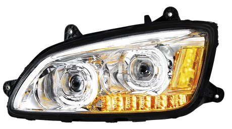 Kenworth T660 (2008-2017) - LED Headlights With Choice Chrome or Black Inner Housing