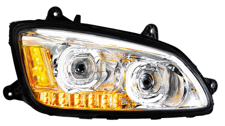 Kenworth T660 (2008-2017) - LED Headlights With Choice Chrome or Black Inner Housing