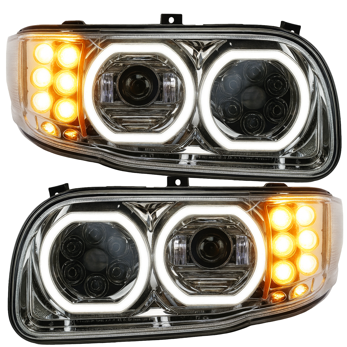 Peterbilt 388/389/367/567/589 LED Projector Headlight With Halo Ring