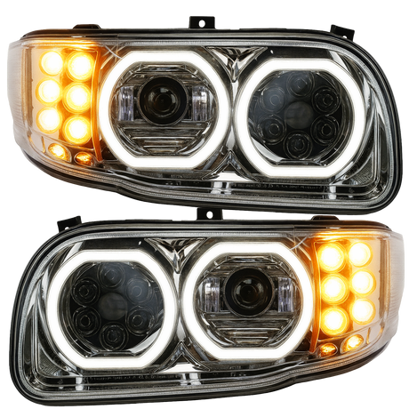 Peterbilt 388/389/367/567/589 LED Projector Headlight With Halo Ring