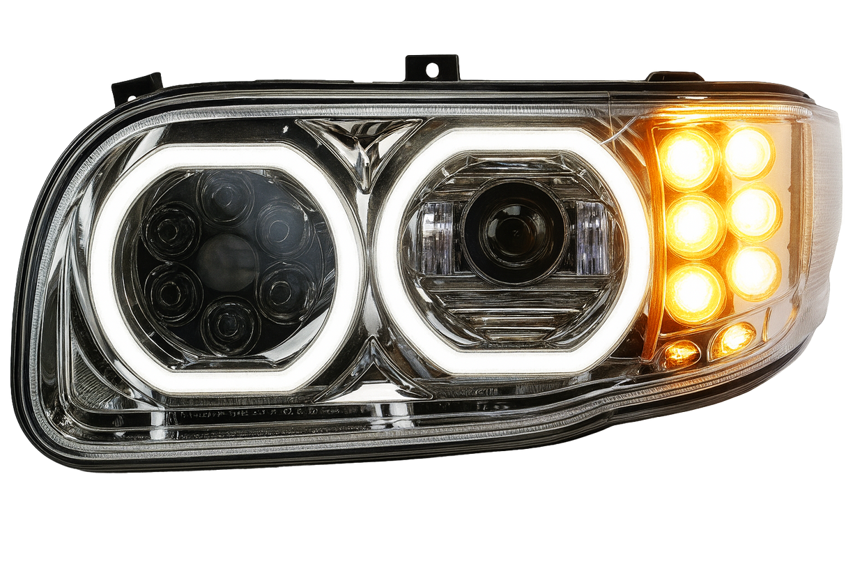 Peterbilt 388/389/367/567/589 LED Projector Headlight With Halo Ring