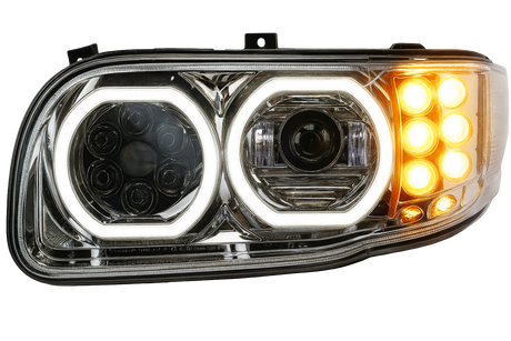 Peterbilt 388/389/367/567/589 LED Projector Headlight With Halo Ring