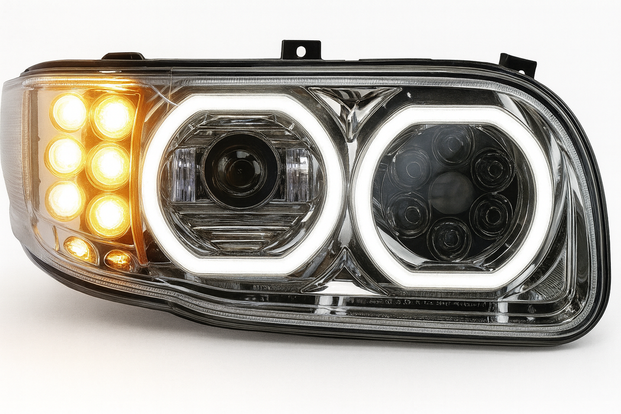 Peterbilt 388/389/367/567/589 LED Projector Headlight With Halo Ring