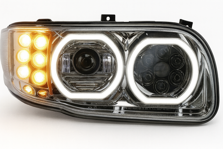 Peterbilt 388/389/367/567/589 LED Projector Headlight With Halo Ring