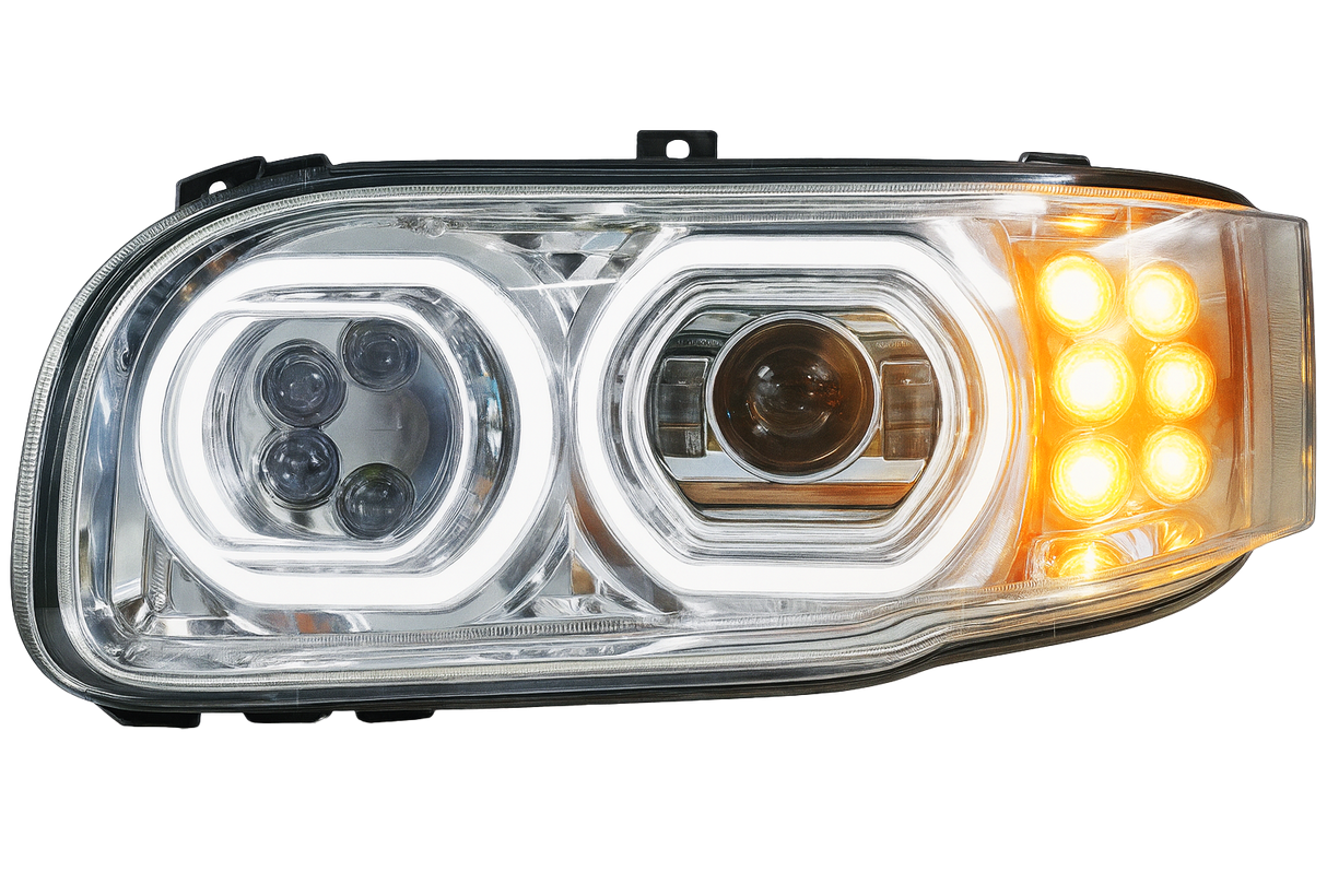 Peterbilt 388/389/367/567/589 LED Projector Headlight With Halo Ring