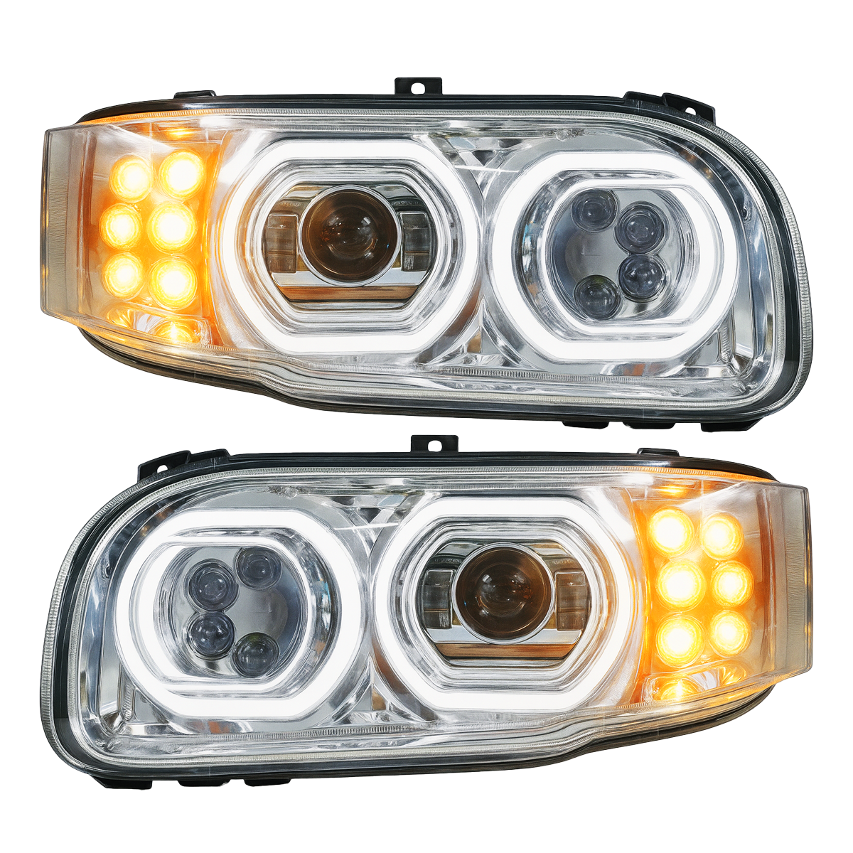 Peterbilt 388/389/367/567/589 LED Projector Headlight With Halo Ring