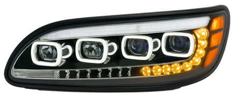 Peterbilt 382/384/386/387 LED Headlight With Halo and Sequential Turn Signal