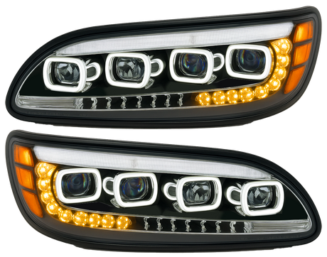 Peterbilt 382/384/386/387 LED Headlight With Halo and Sequential Turn Signal