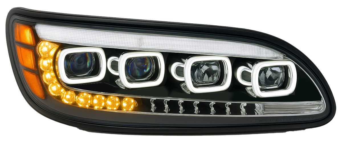 Peterbilt 382/384/386/387 LED Headlight With Halo and Sequential Turn Signal