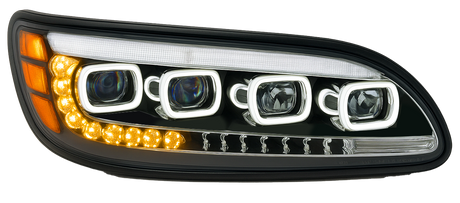 Peterbilt 382/384/386/387 LED Headlight With Halo and Sequential Turn Signal