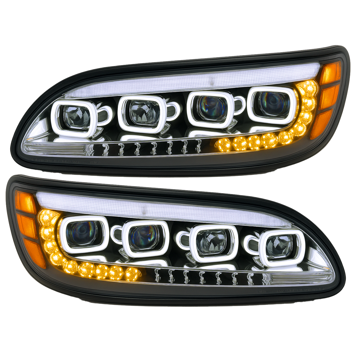 Peterbilt 382/384/386/387 LED Headlight With Halo and Sequential Turn Signal