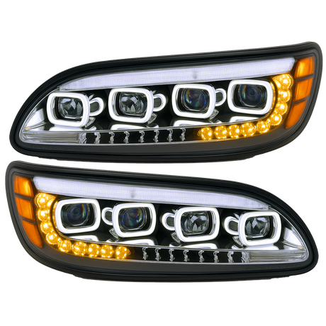 Peterbilt 382/384/386/387 LED Headlight With Halo and Sequential Turn Signal