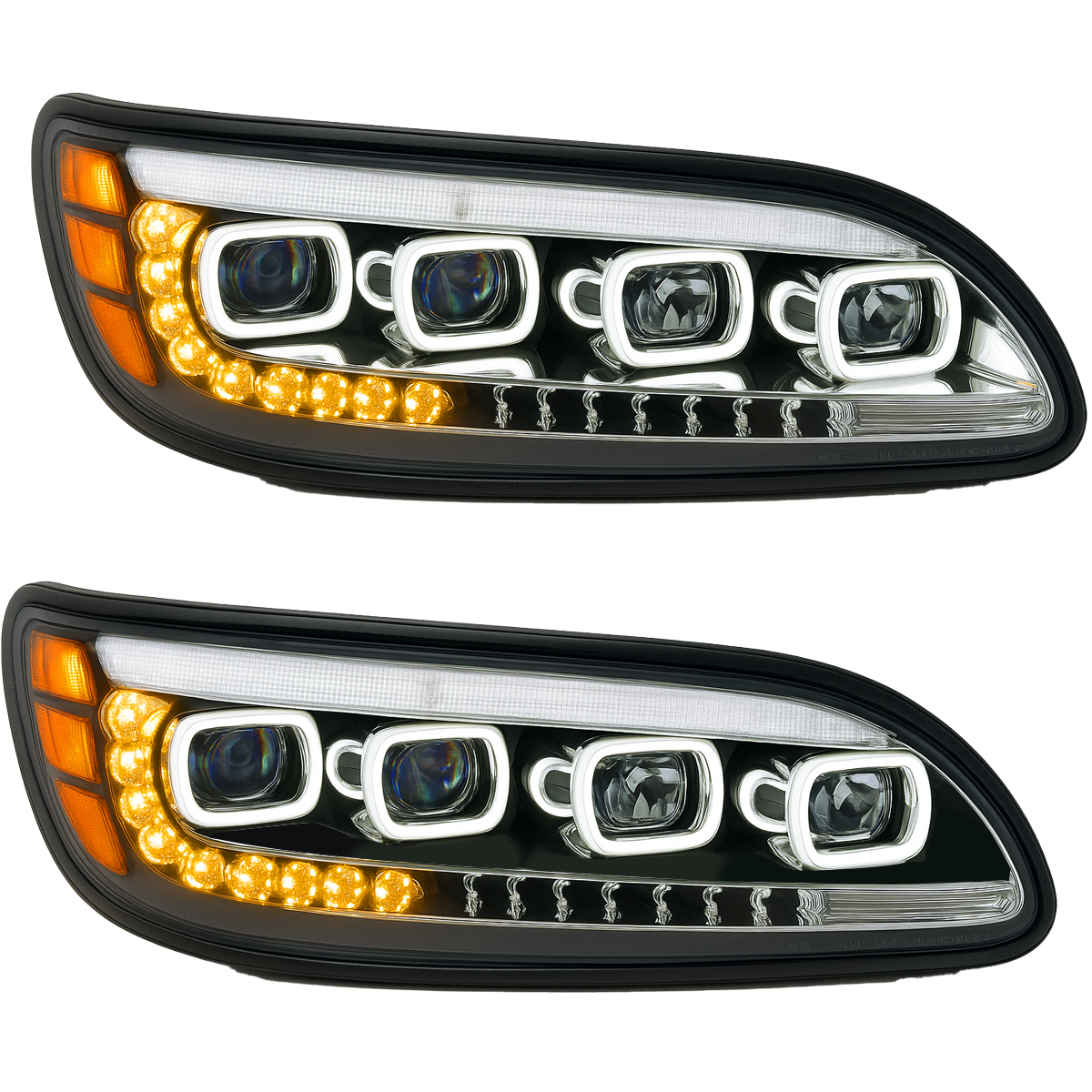 Peterbilt 382/384/386/387 LED Headlight With Halo and Sequential Turn Signal