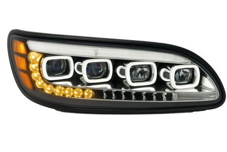Peterbilt 382/384/386/387 LED Headlight With Halo and Sequential Turn Signal