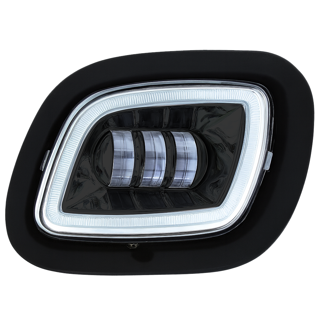 Freightliner Cascadia 2008-2017 - Fog Light With Halo, Black or Chrome Reflector