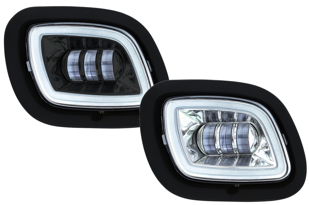 Freightliner Cascadia 2008-2017 - Fog Light With Halo, Black or Chrome Reflector