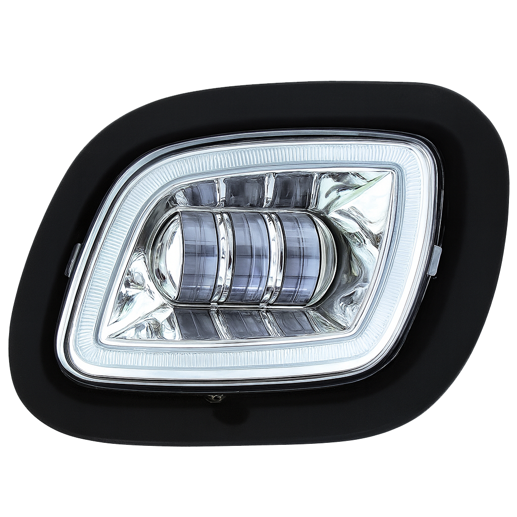 Freightliner Cascadia 2008-2017 - Fog Light With Halo, Black or Chrome Reflector