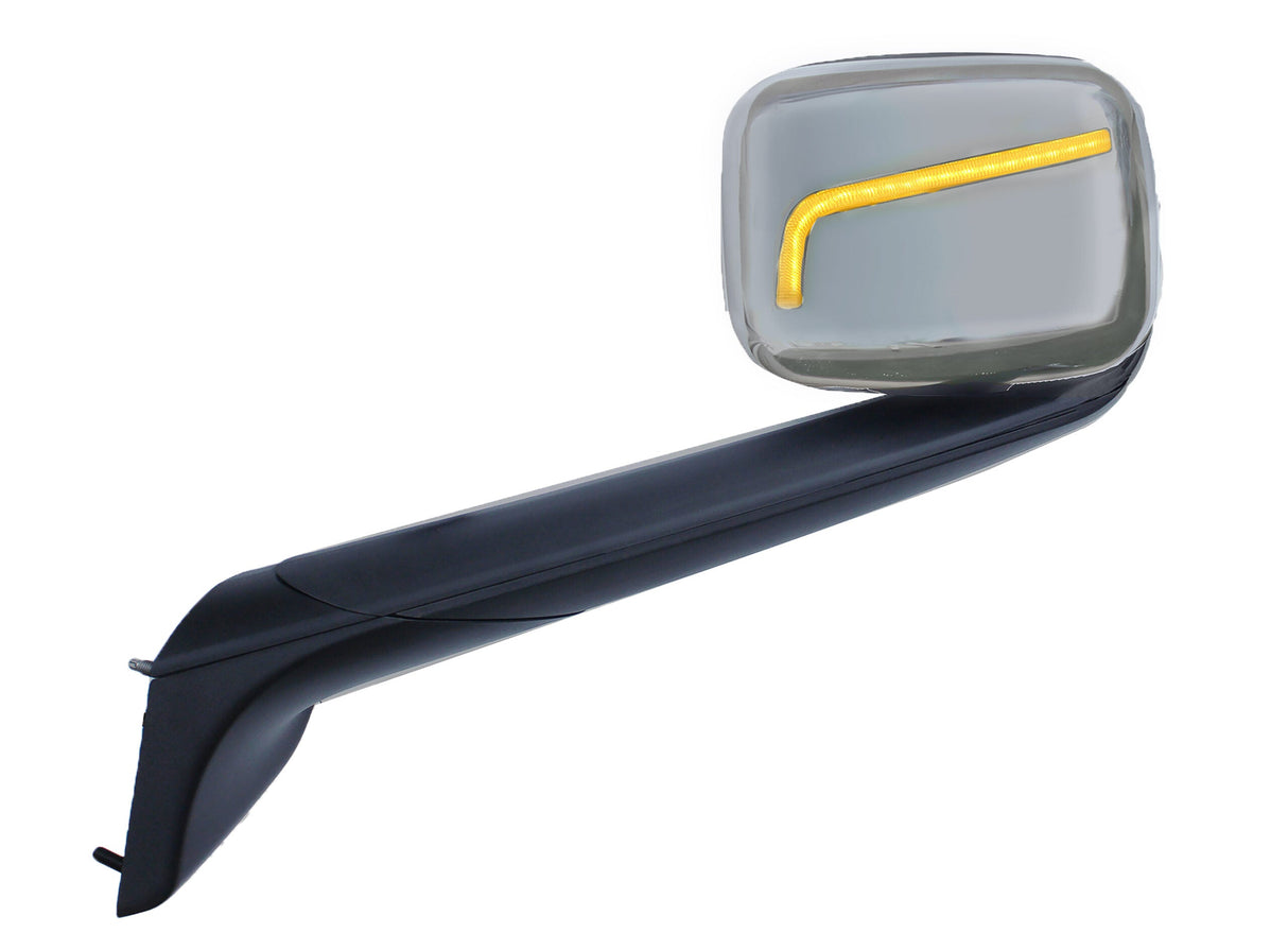 Chrome Hood Mirror Assembly w/Sequential Turn Signals - Freightliner Cascadia 18+ (Driver)