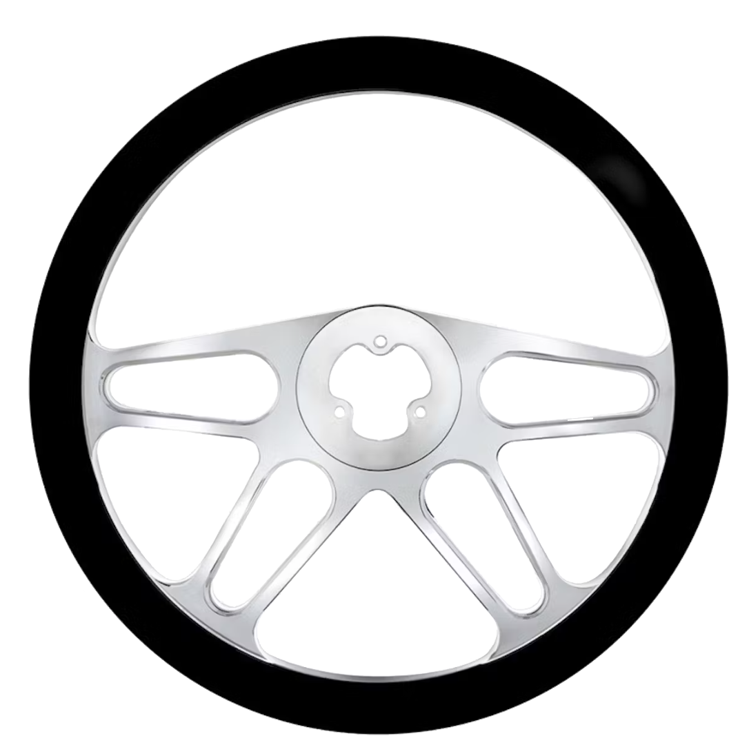 18" Chrome Aluminum "4-Spoke" Style Steering Wheel