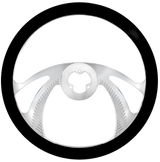 18" Chrome Aluminum "Scorpion" Style Steering Wheel With Black Leather Rim