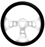 18" Chrome Aluminum "Chopper" Style Steering Wheel With Black Leather Rim