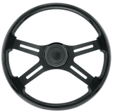 18" Matte Black 4 Spoke Steering Wheel With Horn Bezel & Button