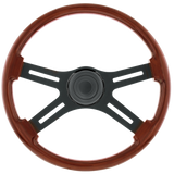 18" Matte Black 4 Spoke Steering Wheel With Horn Bezel & Button