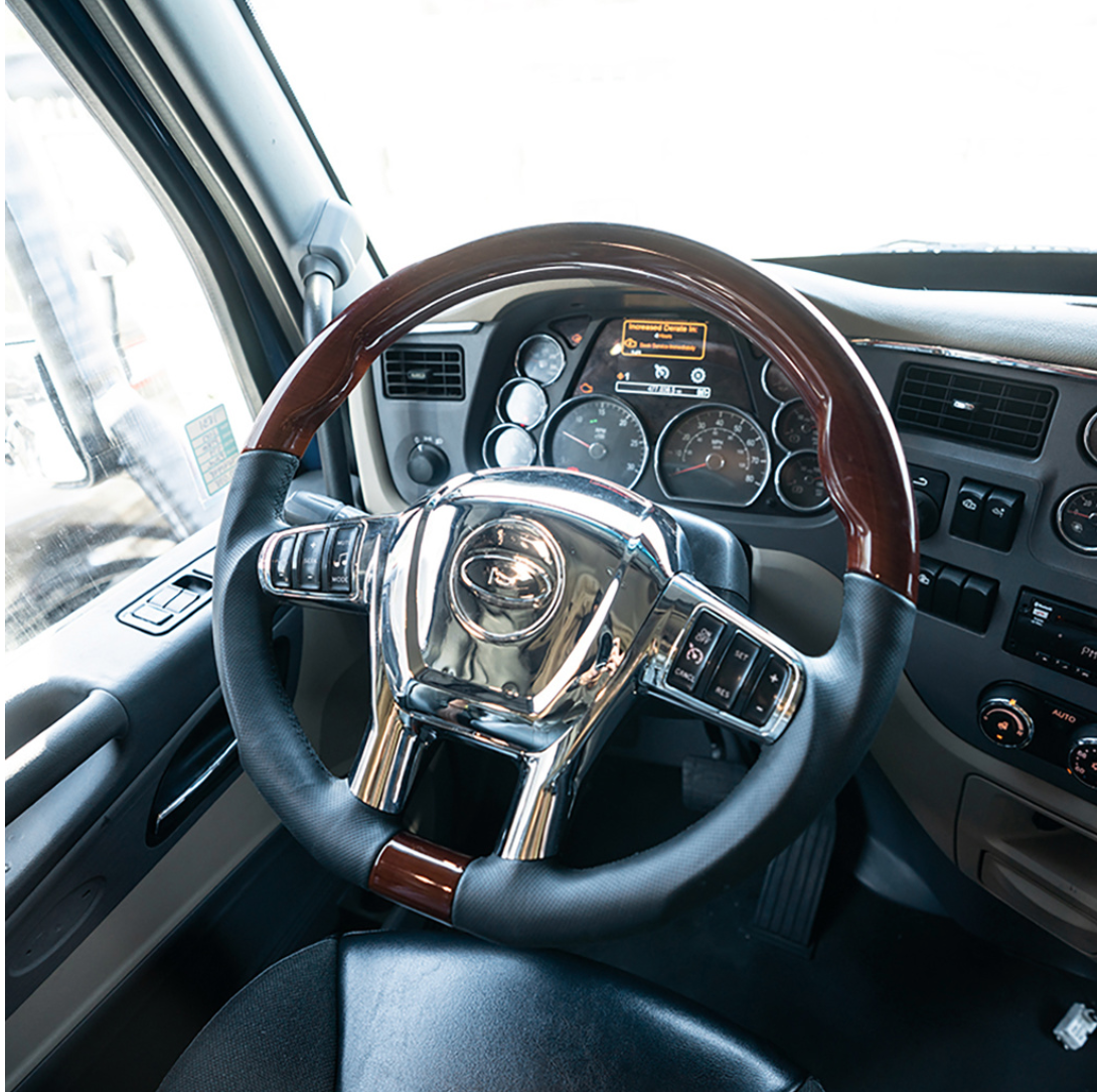 Peterbilt And Kenworth - 18" YourGrip™ Leather & Wood Steering Wheel