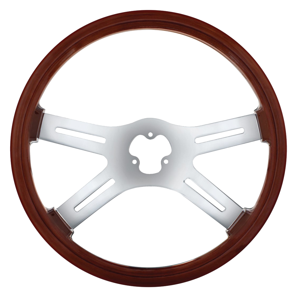 18" Classic Mahogany 4 Chrome Spoke Steering Wheel