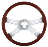 18" Classic Mahogany 4 Chrome Spoke Steering Wheel