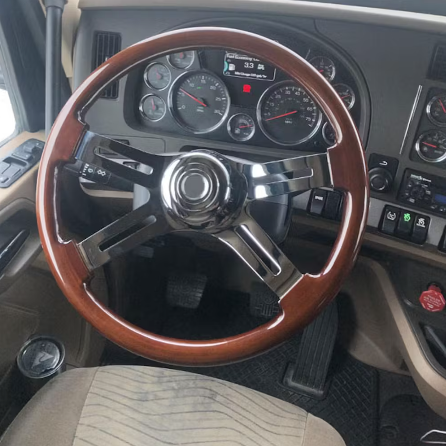 18" Classic Mahogany 4 Chrome Spoke Steering Wheel