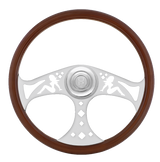 18 Inch Wood Steering Wheel with Chrome Lady Design Spokes (Copy)