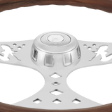 18 Inch Wood Steering Wheel with Chrome Lady Design Spokes (Copy)