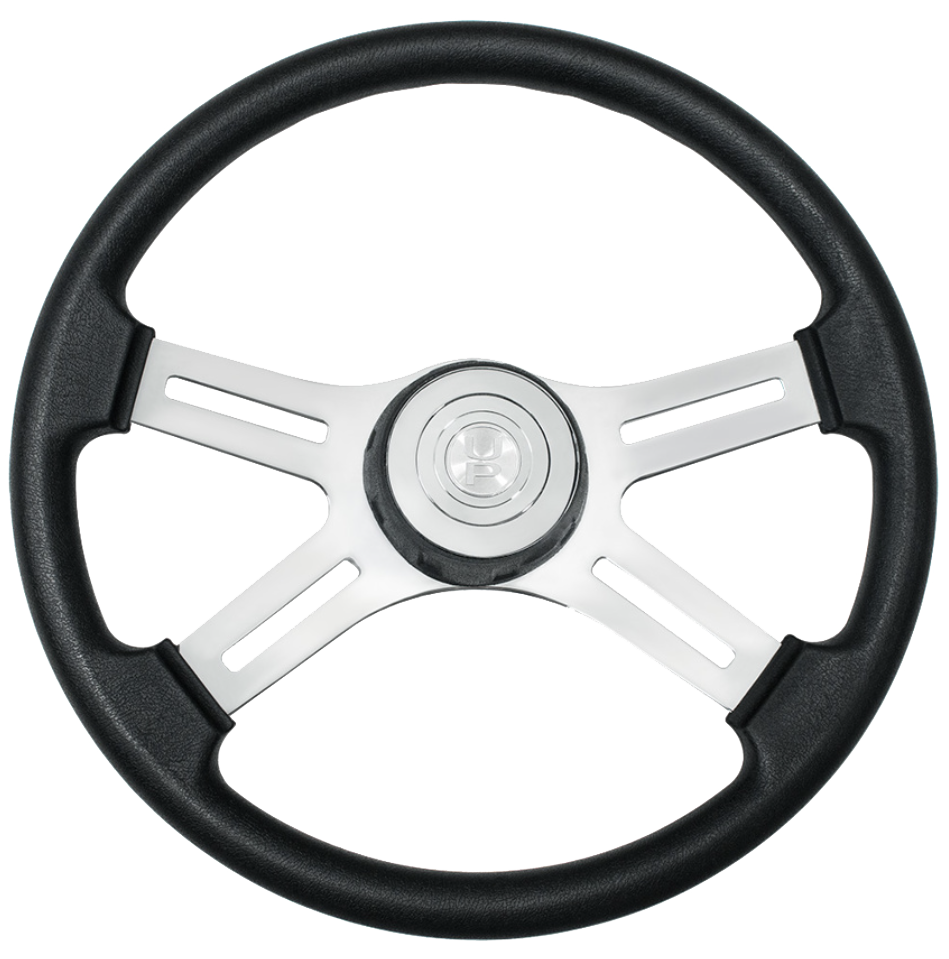 18" Polyurethane Rim 4 Spoke Steering Wheel With Horn Bezel