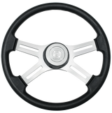18" Polyurethane Rim 4 Spoke Steering Wheel With Horn Bezel
