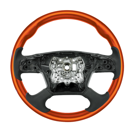 Freightliner Cascadia (2018-2026) 18" Leather Grips And Wood Steering Wheels