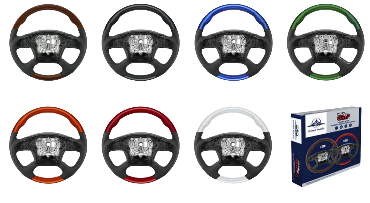 Freightliner Cascadia (2018-2026) 18" Leather And Wood Steering Wheels