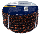 Rope - 3/8" x 50', 3-Strand Twisted Black & Orange Polypropylene