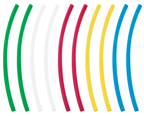 Heat Shrink Tubing Blue, Clear, Green, Red, Yellow, 4" Long