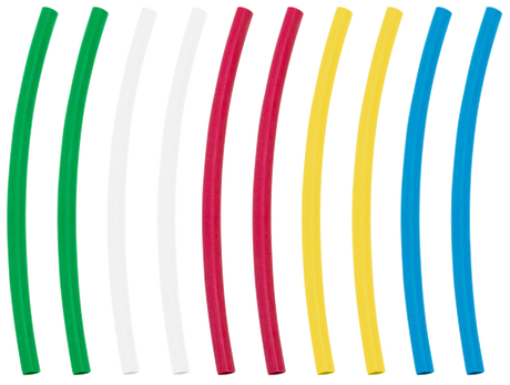 Heat Shrink Tubing Blue, Clear, Green, Red, Yellow, 4" Long