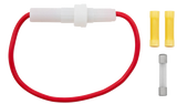 Fuseholder In-Line Glass 12 AWG 6.5 Inch Wire With One 20 Amp AGC Fuse & Two Vinyl Terminals, 1 Set.
