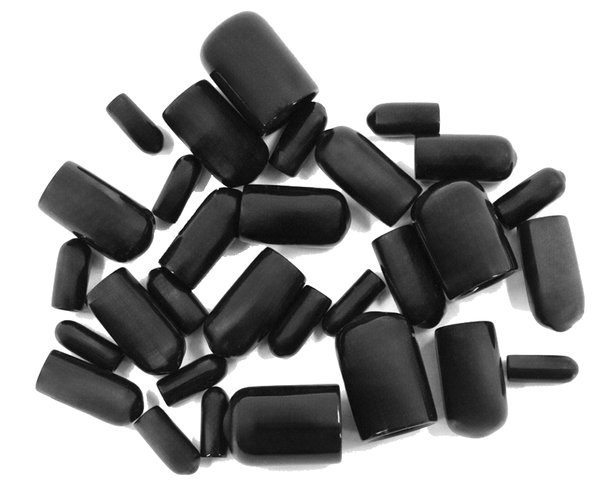 Black Vinyl Vacuum Caps 1/8" thru 1/2" Assorted 30-Pack