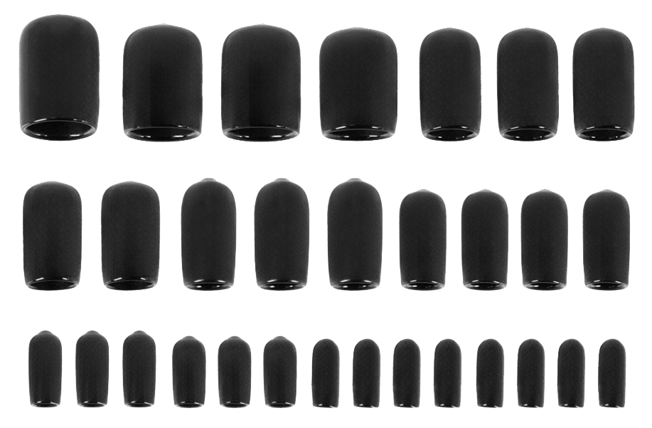 Black Vinyl Vacuum Caps 1/8" thru 1/2" Assorted 30-Pack