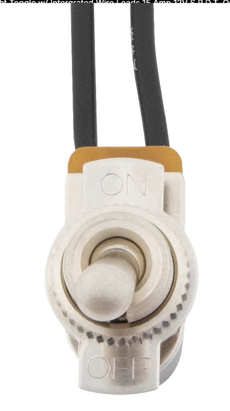 Toggle Bakelight With Intergrated Wire Leads 15 Amp, 12V S.P.D.T. On/Off