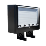 Black Aluminum Semi Truck Headache Rack with Roll-Up Door & Storage